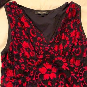 Red and black floral print dress!